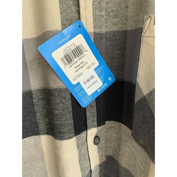 Columbia Men's Size 2XL Log Hopper Flannel Long Sleeve Shirt Black Plaid - Picture 6 of 7